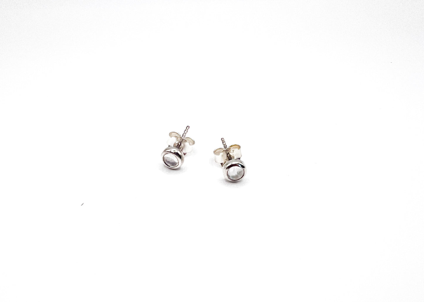 Moon Stone Stud Earrings  | Sterling Silver